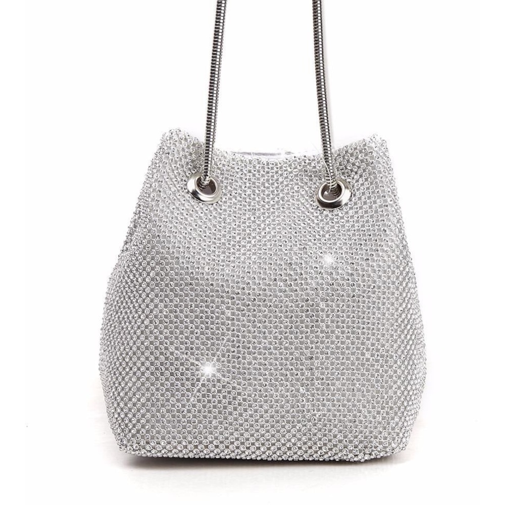 Silver stone bucket bag
